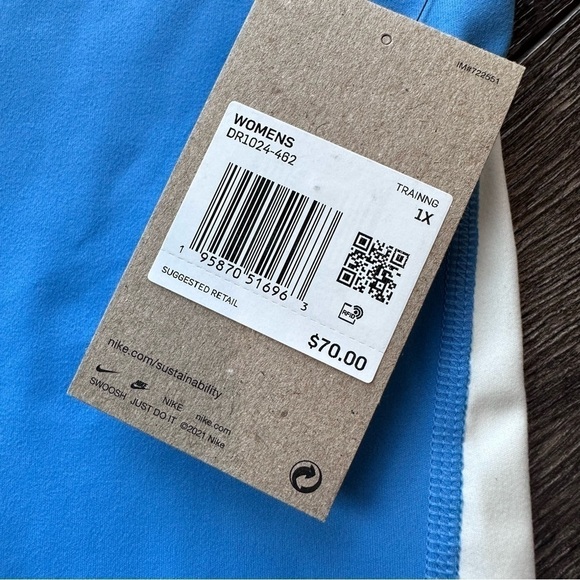 Nike Yoga 1X cropped novelty leggings Dri fit blue white 7/8 length high waist - Picture 5 of 9